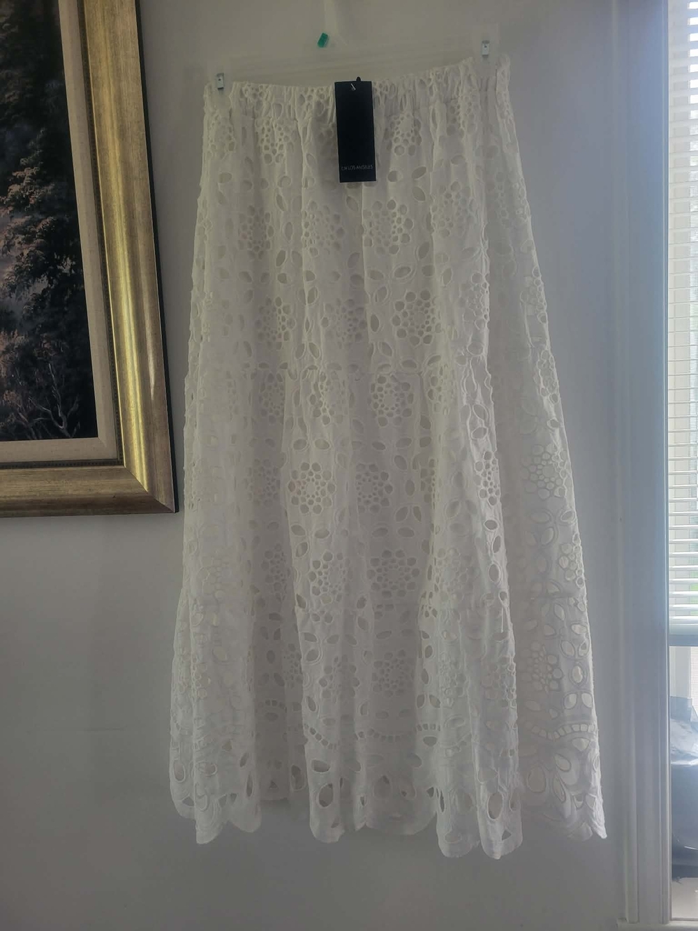Women's White Eyelet Maxi Skirt
